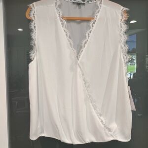 Elegant White Lace Trim Blouse